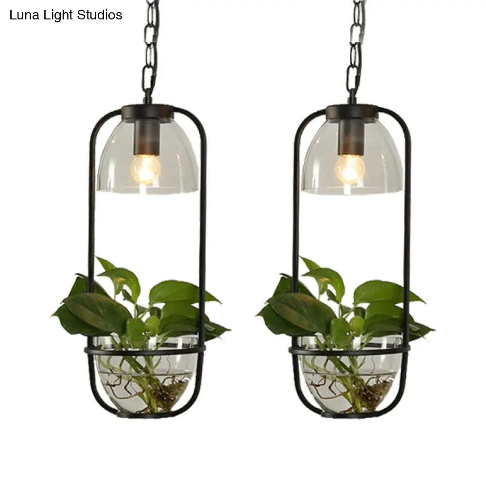 Black/White Rectangular Cluster Pendant Industrial Metal Light With Round/Linear Canopy - 2/3 Heads