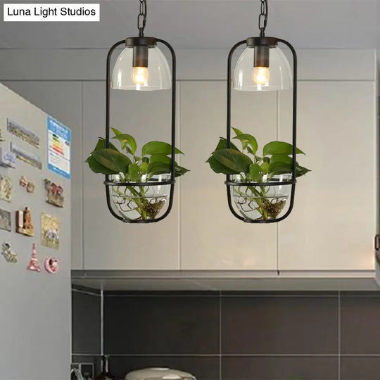 Black/White Rectangular Cluster Pendant Industrial Metal Light With Round/Linear Canopy - 2/3 Heads