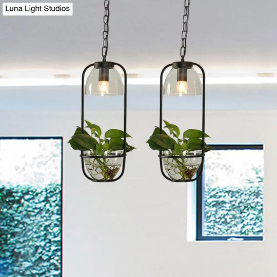 Black/White Rectangular Cluster Pendant Industrial Metal Light With Round/Linear Canopy - 2/3 Heads