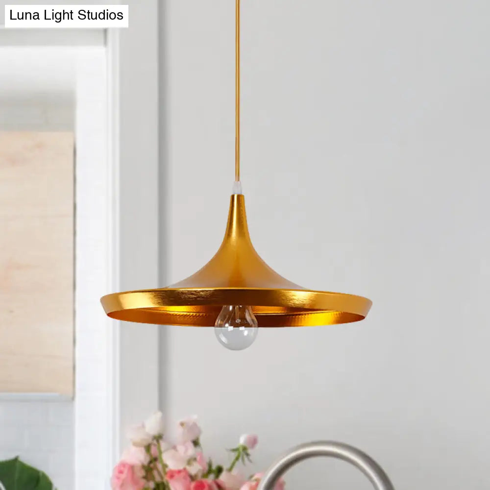 Industrial Metal Pendant Light With Cone/Saucer/Urn Design - Black/White/Gold Finish And