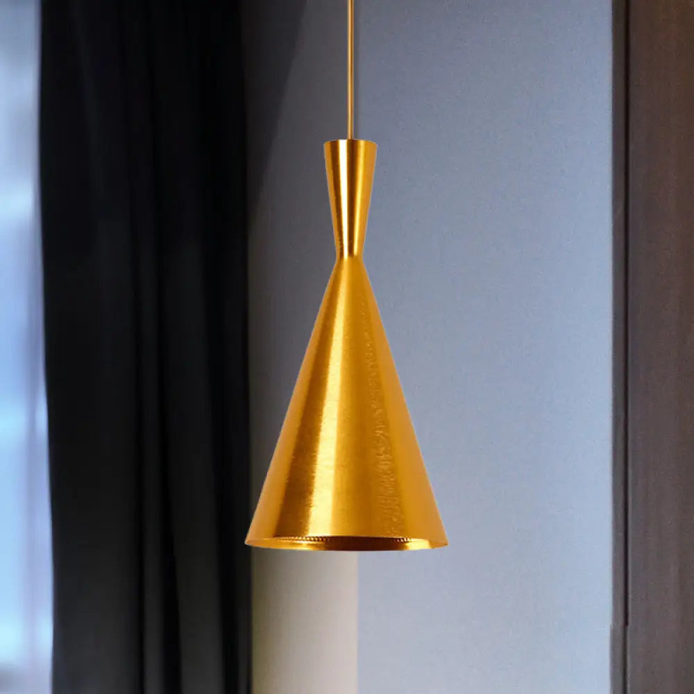 Industrial Metal Pendant Light With Cone/Saucer/Urn Design - Black/White/Gold Finish And