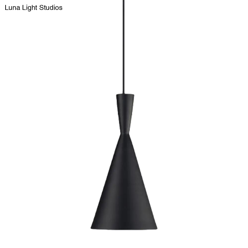 Industrial Pendant Light With Metal Cone Saucer And Urn Design - Black/White/Gold Finish Hanging