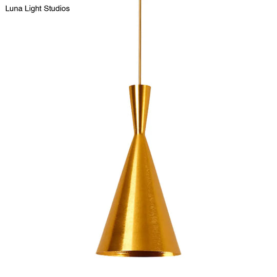 Industrial Metal Pendant Light With Cone/Saucer/Urn Design - Black/White/Gold Finish And