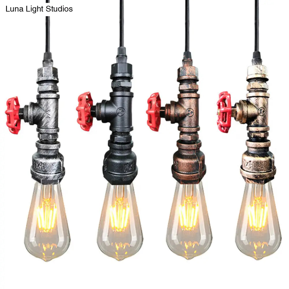 Industrial Metal Pendant Light With Exposed Bulb - Warehouse Suspension Down Lighting