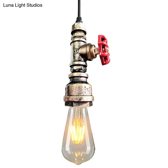 Industrial Metal Pendant Light With Exposed Bulb - Warehouse Suspension Down Lighting Gold