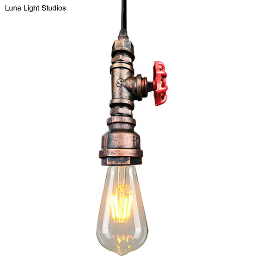 Industrial Metal Pendant Light With Exposed Bulb - Warehouse Suspension Down Lighting Rustic Copper