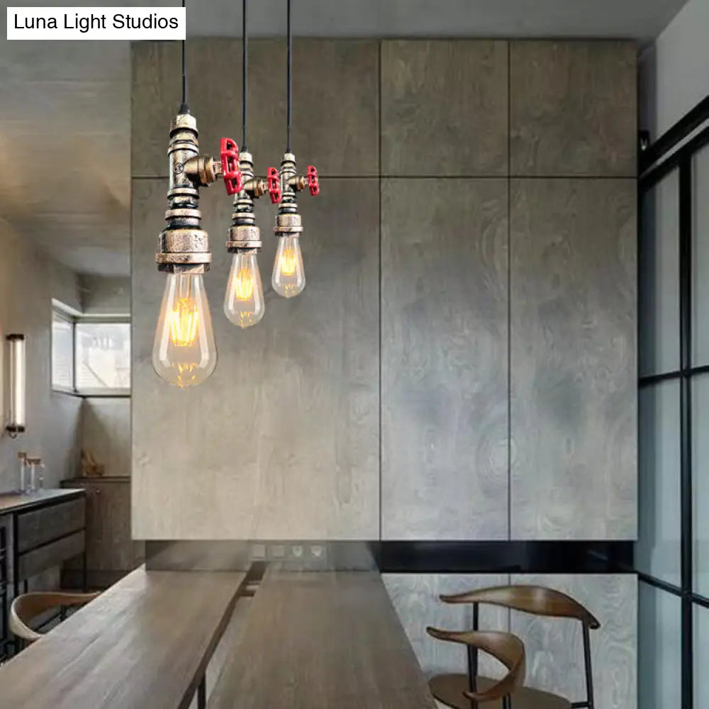 Industrial Metal Pendant Light With Exposed Bulb - Warehouse Suspension Down Lighting