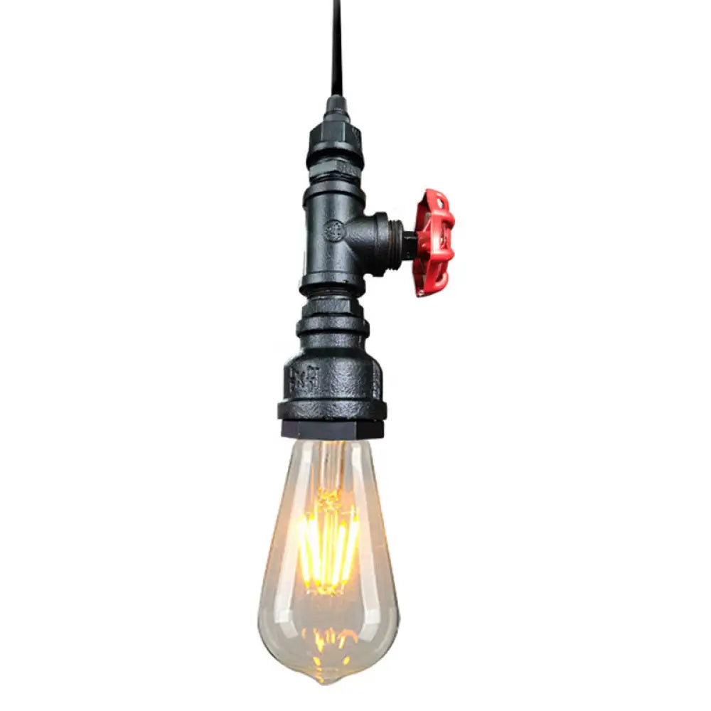 Industrial Metal Pendant Light With Exposed Bulb For Suspended Warehouse Lighting Black