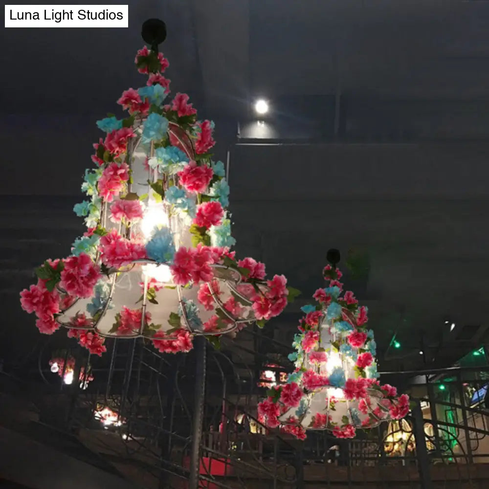 Industrial Metal Bell Pendant Light With Led For Restaurant - Pink/Light Pink Rose/Cherry Blossom