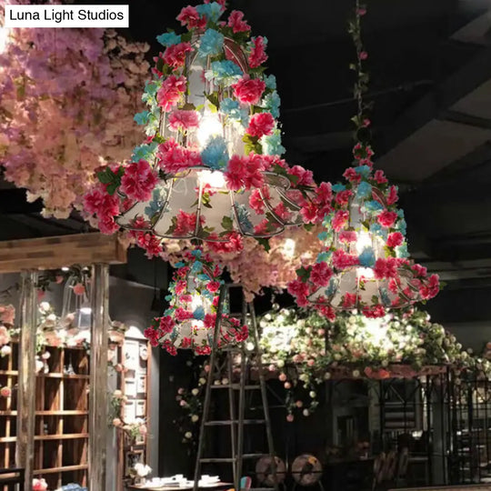 Industrial Metal Bell Pendant Light With Led For Restaurant - Pink/Light Pink Rose/Cherry Blossom
