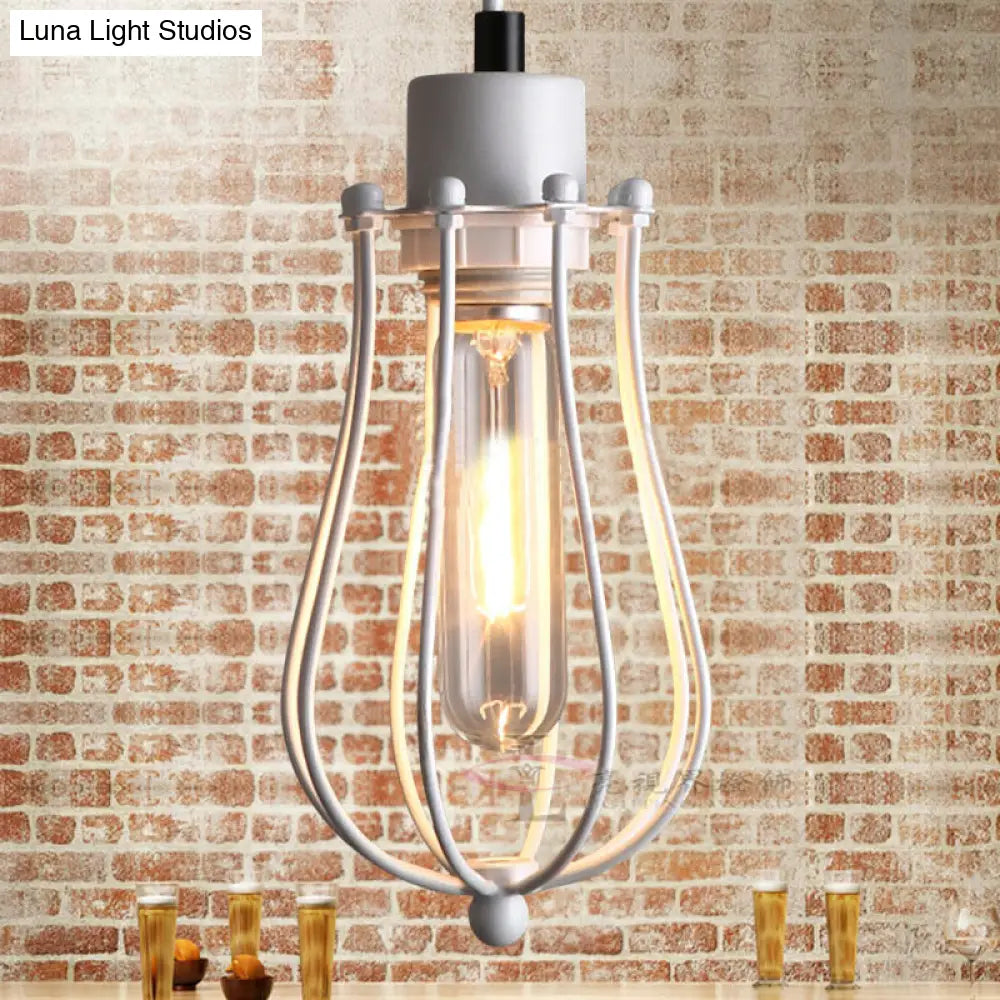 Industrial Metal Pendant Light With Teardrop Shade - Brass/White/Black