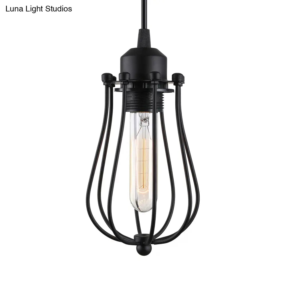 Industrial Metal Pendant Light With Teardrop Shade - Brass/White/Black