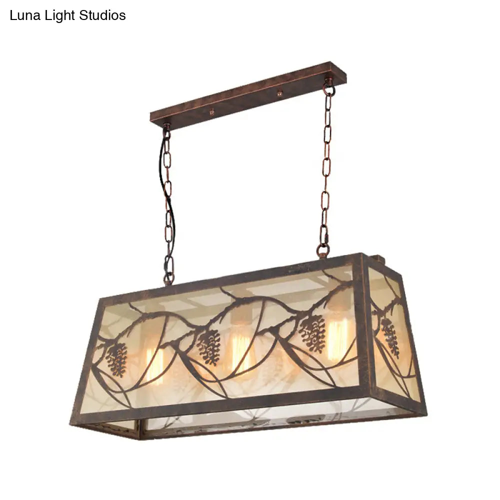 Industrial Metal Pendant Lighting 3/6-Light Bronze Island Fixture With Fabric Shade