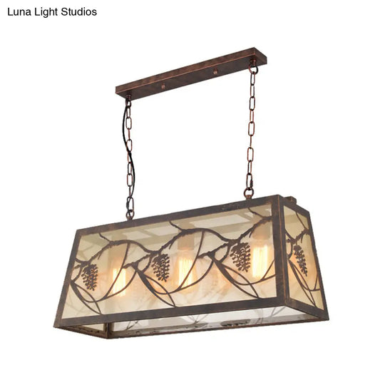 Industrial Metal Pendant Lighting 3/6-Light Bronze Island Fixture With Fabric Shade