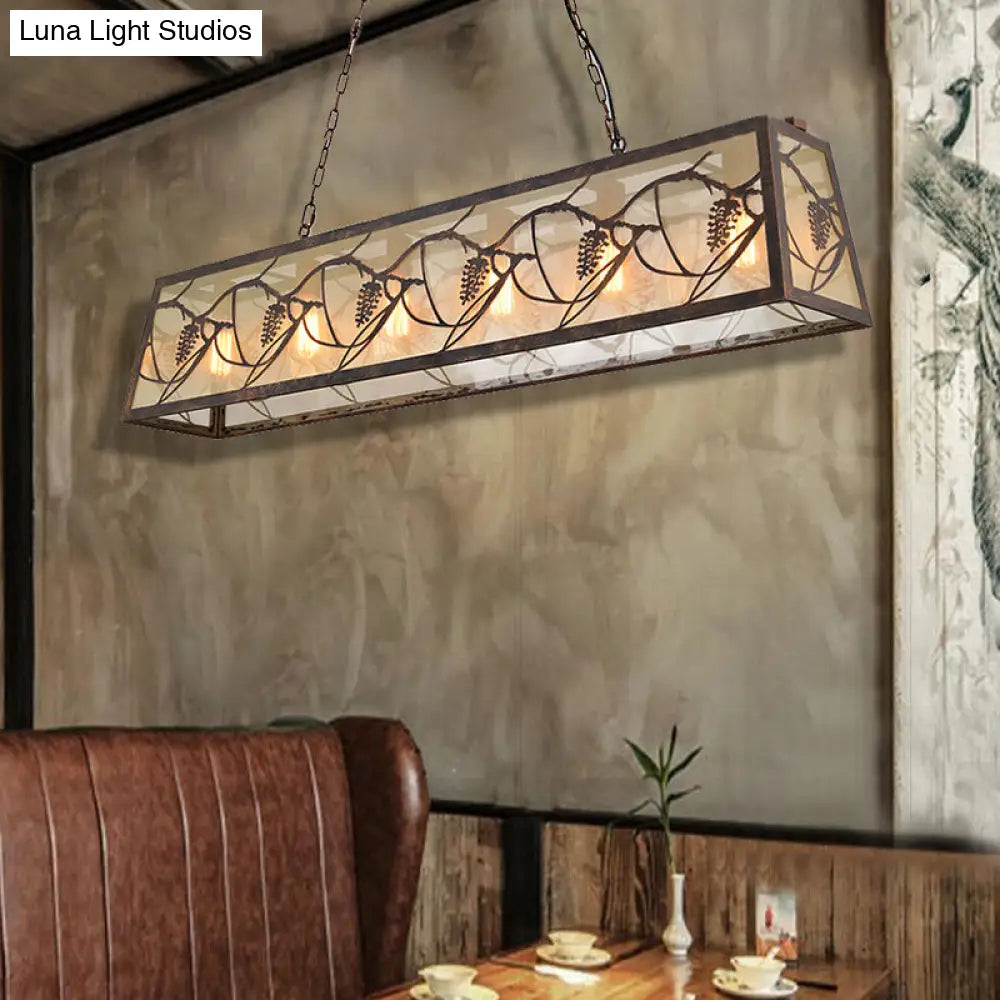 Industrial Metal Pendant Lighting 3/6-Light Bronze Island Fixture With Fabric Shade