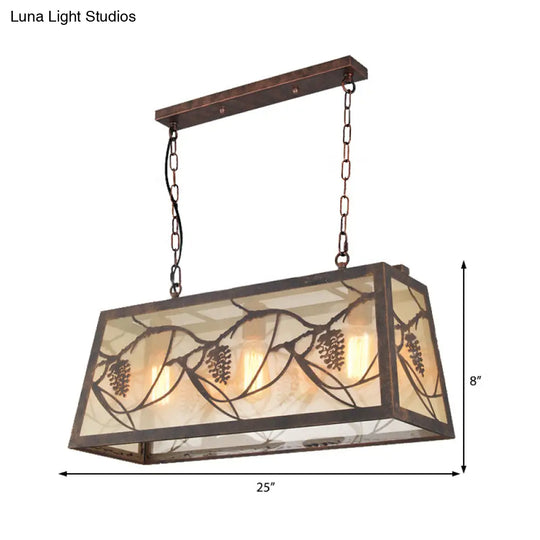 Industrial Metal Pendant Lighting 3/6-Light Bronze Island Fixture With Fabric Shade