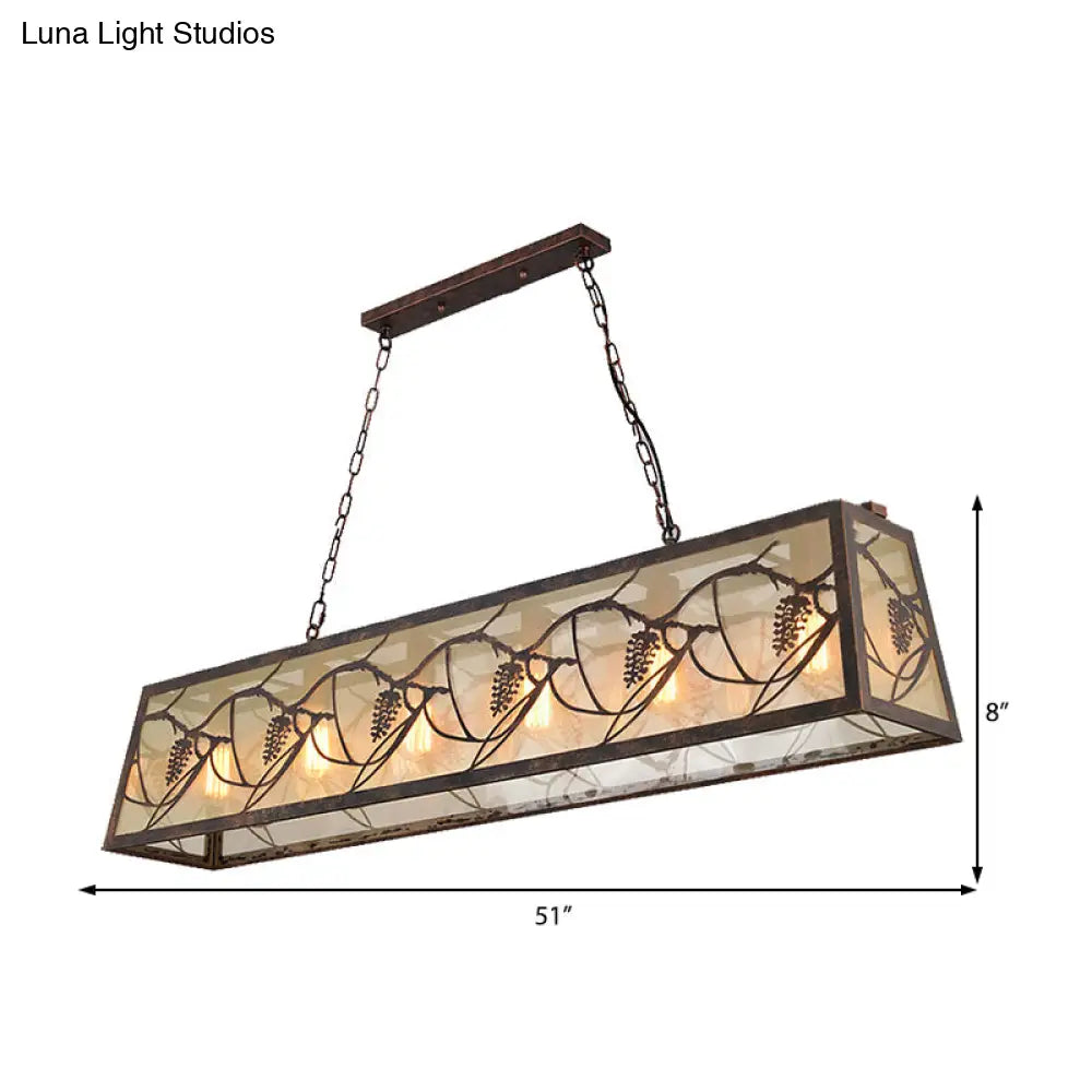 Industrial Metal Pendant Lighting 3/6-Light Bronze Island Fixture With Fabric Shade