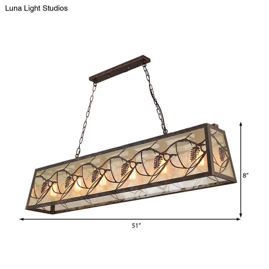 Industrial Metal Pendant Lighting 3/6-Light Bronze Island Fixture With Fabric Shade