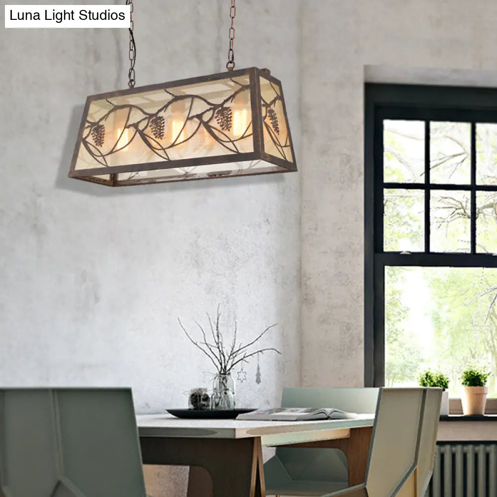 Industrial Metal Pendant Lighting 3/6-Light Bronze Island Fixture With Fabric Shade