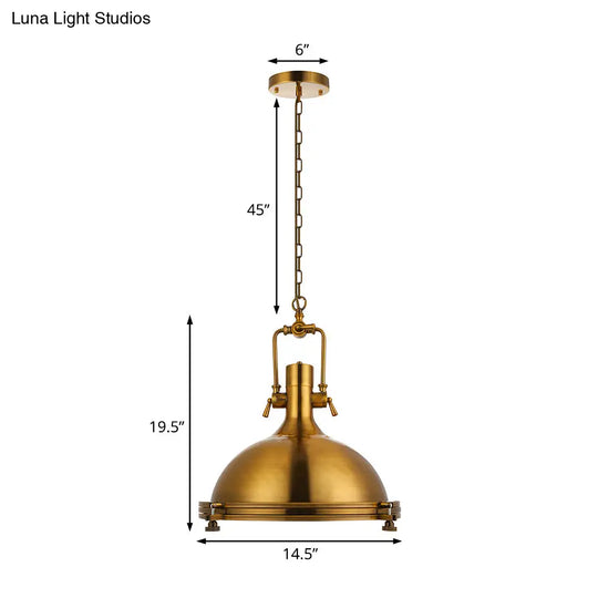 Industrial Metal Pendant Lighting With Antique Brass/Copper Finish And Frosted Diffuser