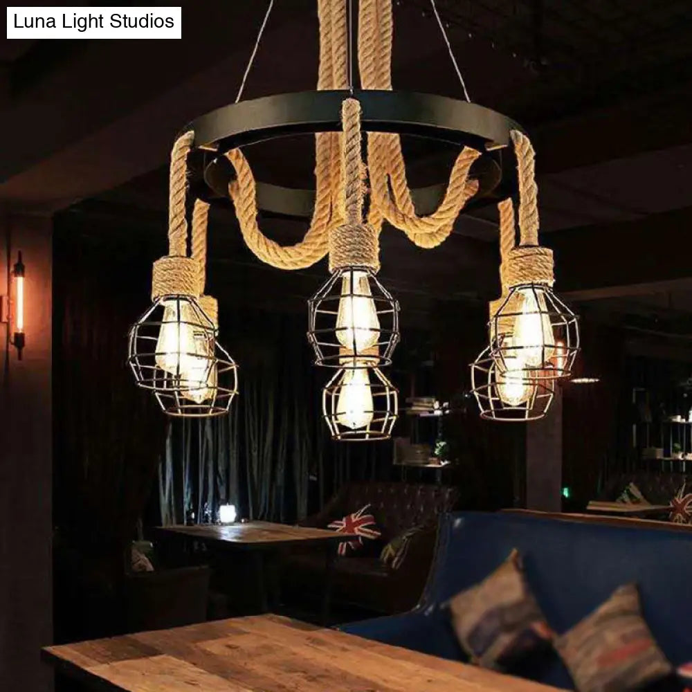 Industrial Metal Pendant Lights With Cage Design - Perfect For Restaurant Décor