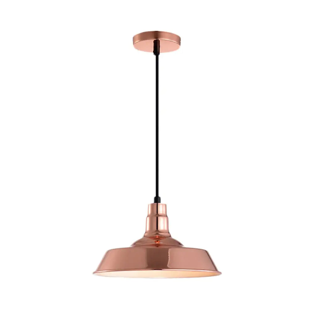 Industrial Metal Pendant With 1 Head - Barn Shaped Living Room Ceiling Fixture In Copper/Gold Hang