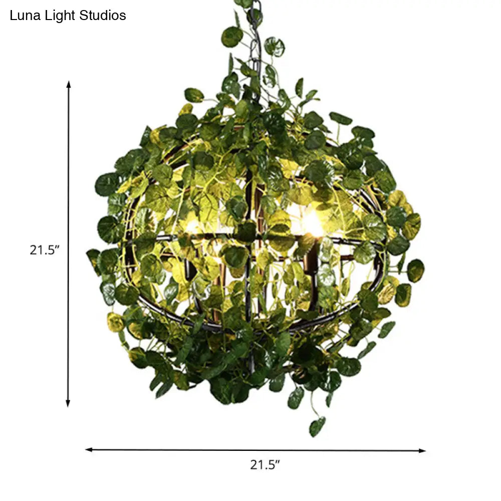 Industrial Metal 4-Head Green Orb Chandelier Pendant Light - Led Plant Hanging Lamp Sizes: