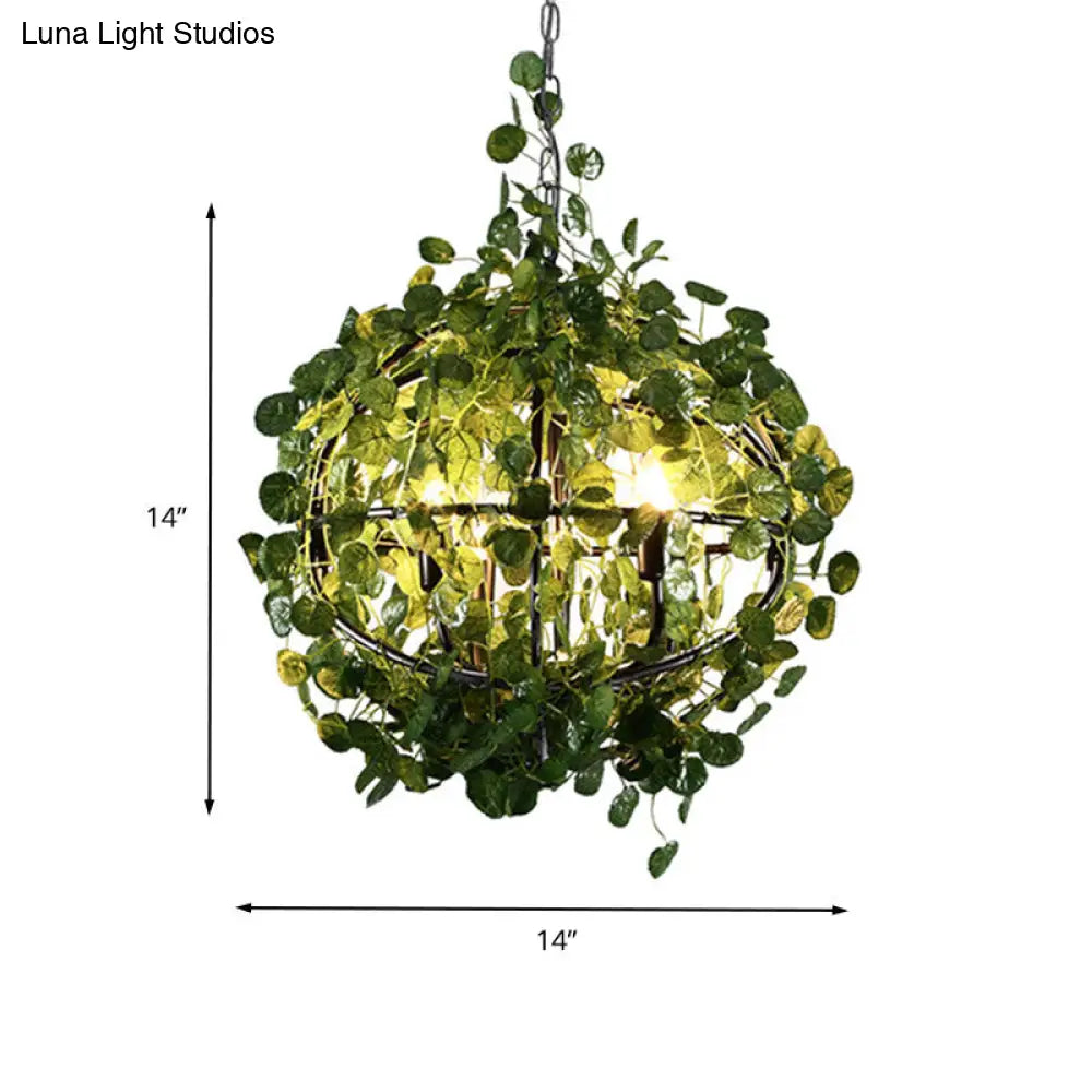 Industrial Metal 4-Head Green Orb Chandelier Pendant Light - Led Plant Hanging Lamp Sizes: