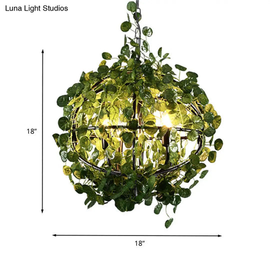 Industrial Metal 4-Head Green Orb Chandelier Pendant Light - Led Plant Hanging Lamp Sizes: