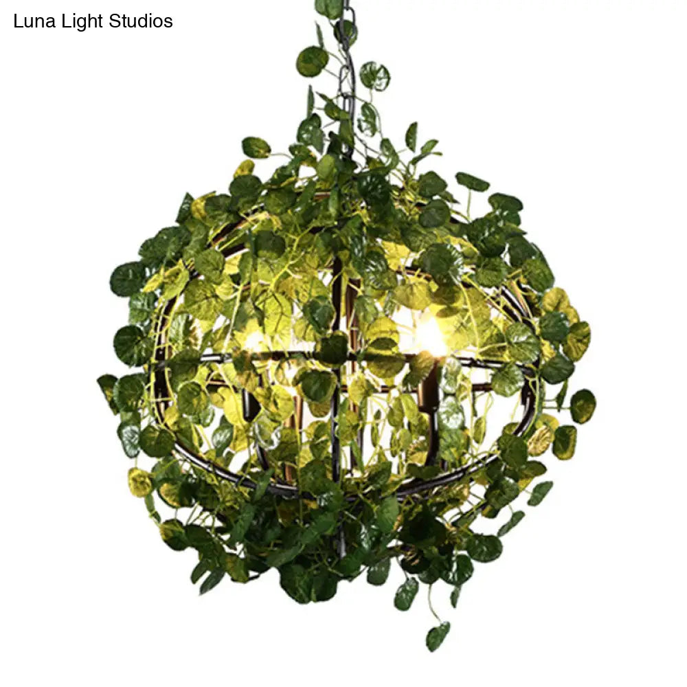 Industrial Metal 4-Head Green Orb Chandelier Pendant Light - Led Plant Hanging Lamp Sizes: