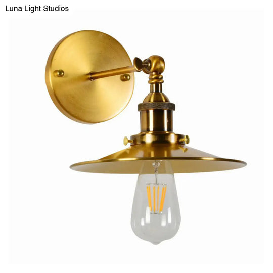 Industrial Metal Rotating Saucer Wall Light - Elegant Gold Finish 1-Light Dining Room Fixture