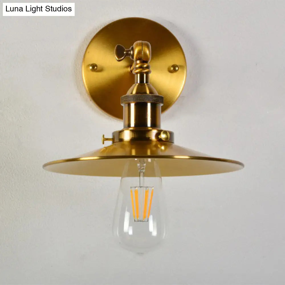 Industrial Metal Rotating Saucer Wall Light - Elegant Gold Finish 1-Light Dining Room Fixture