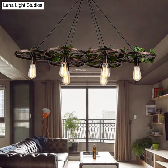 Rustic Metal Hanging Chandelier: 6-Light Industrial Led Pendant Lighting For Restaurants