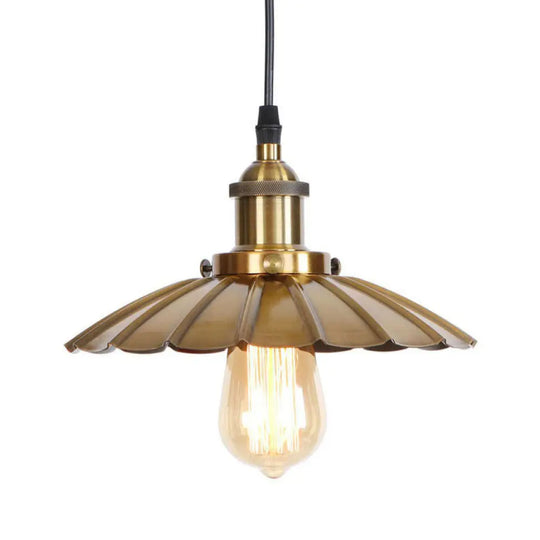 Industrial Metal Scallop Pendant Light With Cord Grip - Black/Bronze/Rust 1 Bulb Ceiling Hanging