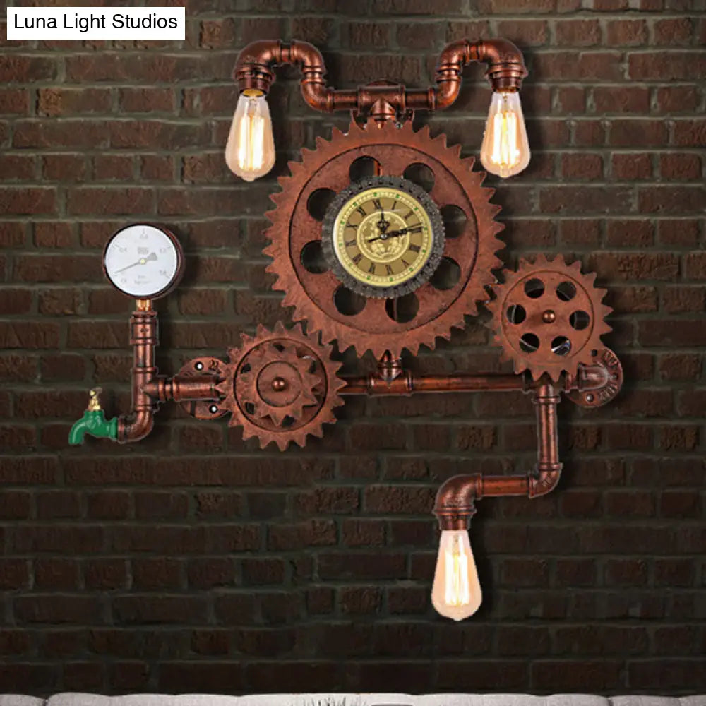 Industrial Metal Sconce Lighting: Weathered Copper Indoor Wall Lamp