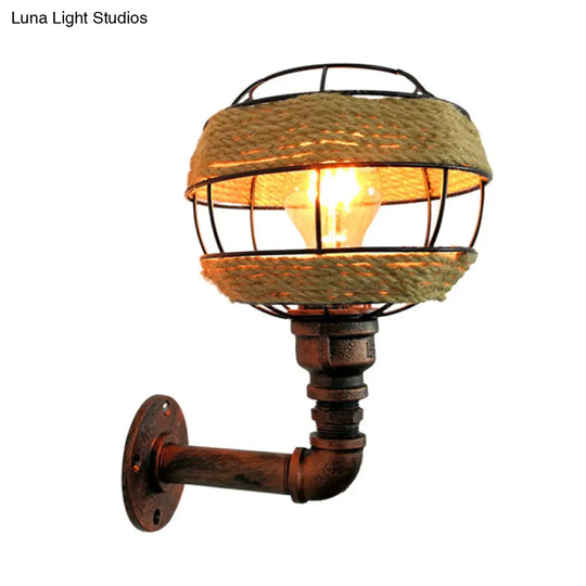 Industrial Metal Sconce With 1 Light In Weathered Copper For Living Room Wall Lighting