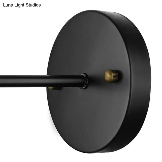 Industrial Metal Wall Lamp - Black/Brass Finish 1 Head Mini Sconce Lighting With Bare Bulb For