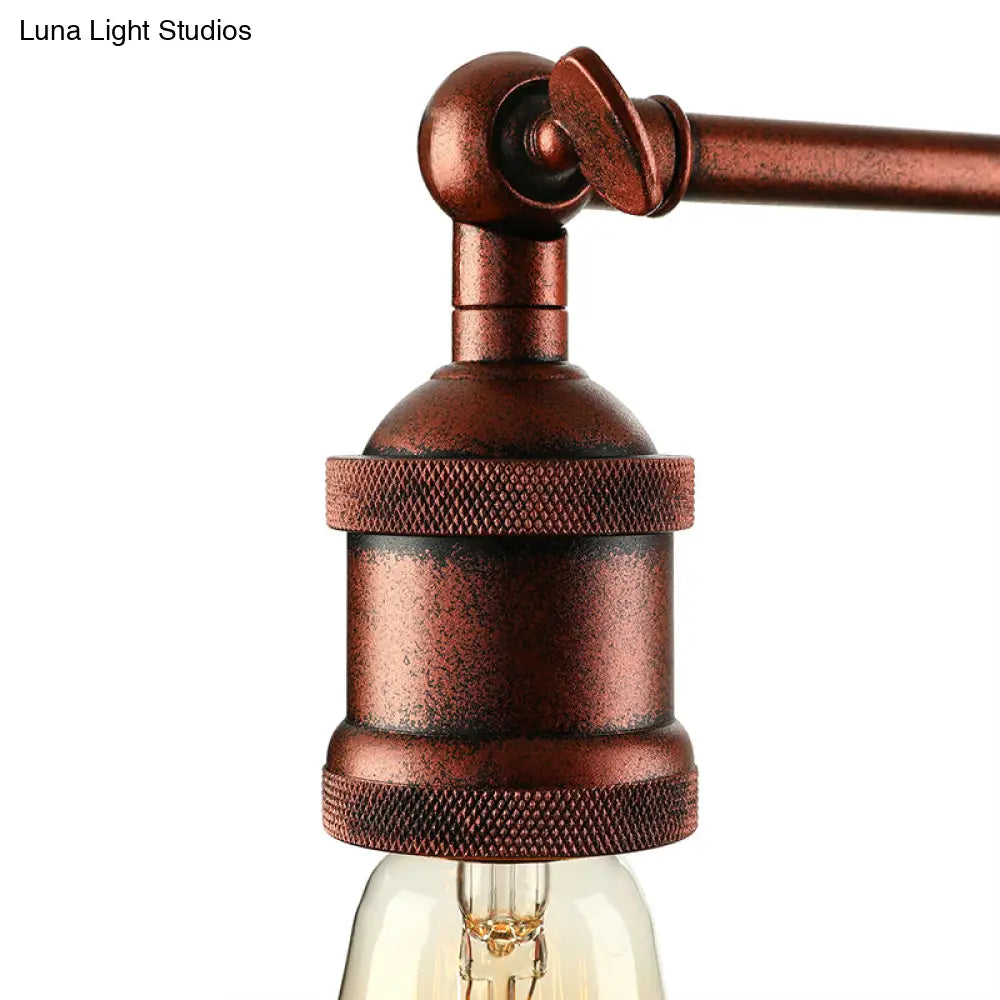 Industrial Metal Wall Lamp - Black/Brass Finish 1 Head Mini Sconce Lighting With Bare Bulb For