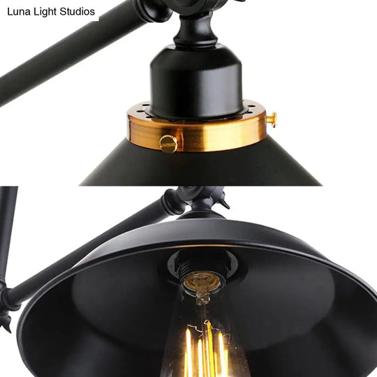 Industrial Metal Wall Lamp: Stylish Barn Shade Sconce Light Adjustable 1 Black 8/10 Width