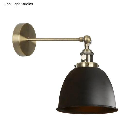 Industrial Metal Wall Lamp With Domed Shade And 1 Bulb Perfect For Bedroom - Black/Grey/White