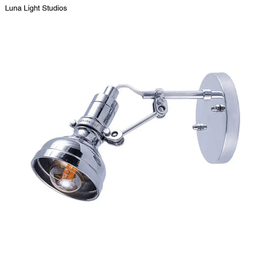 Industrial Metal Wall Mounted Torchlight - Polished Chrome Finish Rotating 1-Head Bedside Light