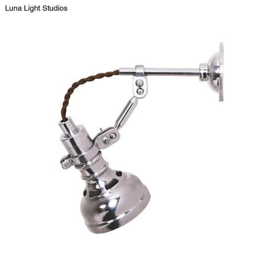 Industrial Metal Wall Mounted Torchlight - Polished Chrome Finish Rotating 1-Head Bedside Light