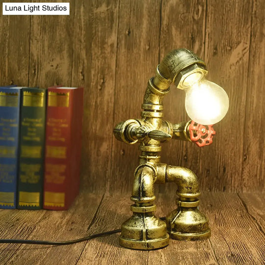 Industrial Metal Water Pipe Nightstand Lamp - Stylish Dorm Room Decoration Light