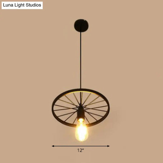 Industrial Metal Wheel Shaped Pendant Light For Restaurants - Commercial Lighting