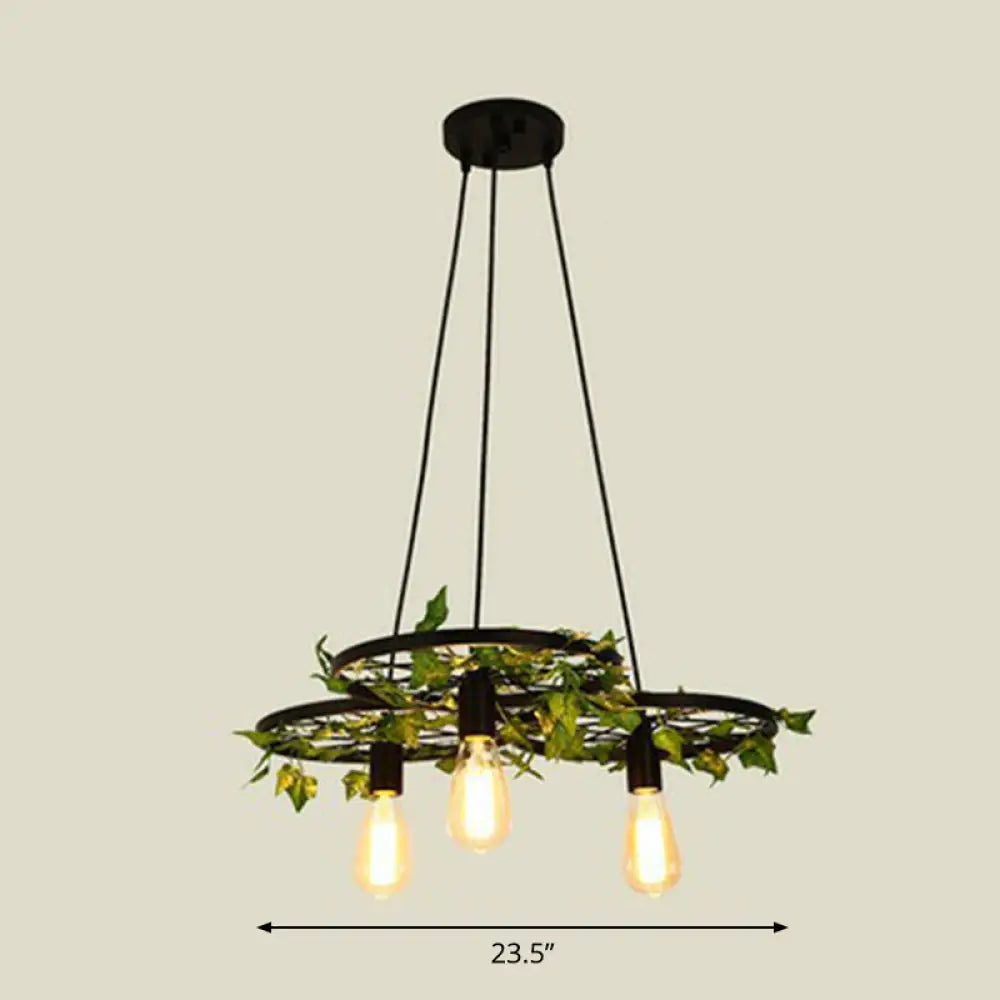 Industrial Metal Wheel Shaped Pendulum Pendant Light For Restaurants 3 / Green