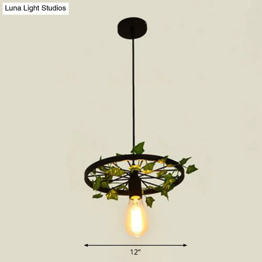 Industrial Metal Wheel Shaped Pendulum Pendant Light For Restaurants