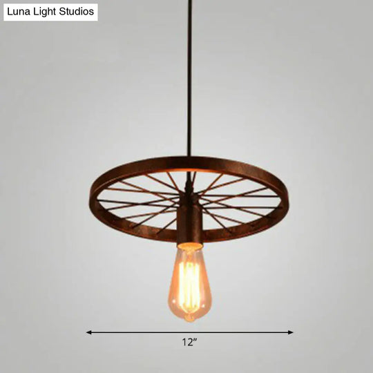 Industrial Metal Wheel Shaped Pendant Light For Restaurants - Commercial Lighting