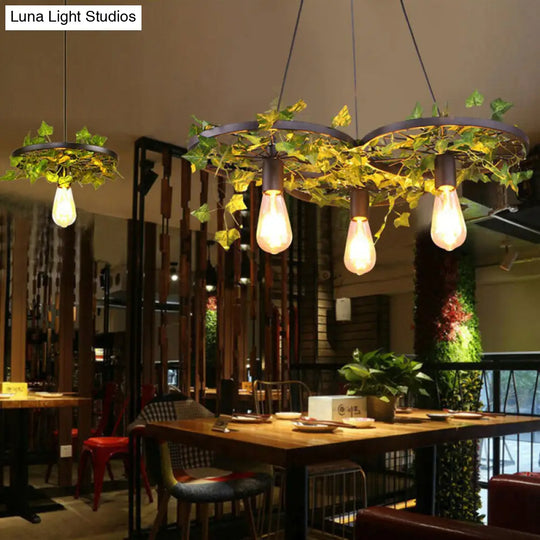 Industrial Metal Wheel Shaped Pendant Light For Restaurants - Commercial Lighting