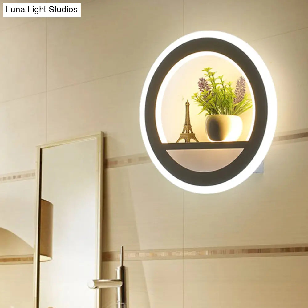 Industrial Metal White Sconce Wall Light - Led Circular Head Lighting Fixture