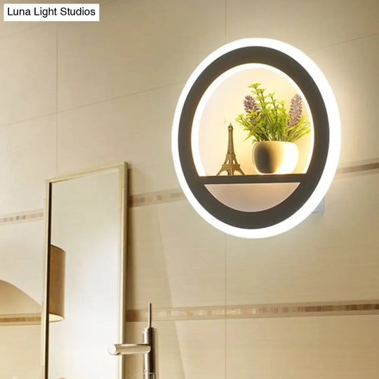 Industrial Metal White Sconce Wall Light - Led Circular Head Lighting Fixture